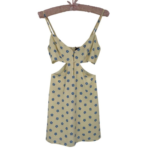 NWT Cider Floral Cutout & Keyhole Cream & Blue Boho Cottagecore Mini Dress - Picture 14 of 16